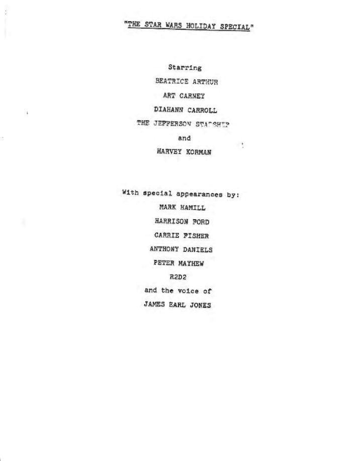 The Star Wars Holiday Special screenplay first page