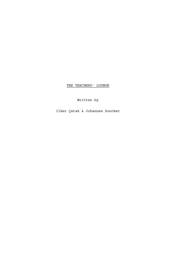 The Teachers' Lounge screenplay first page