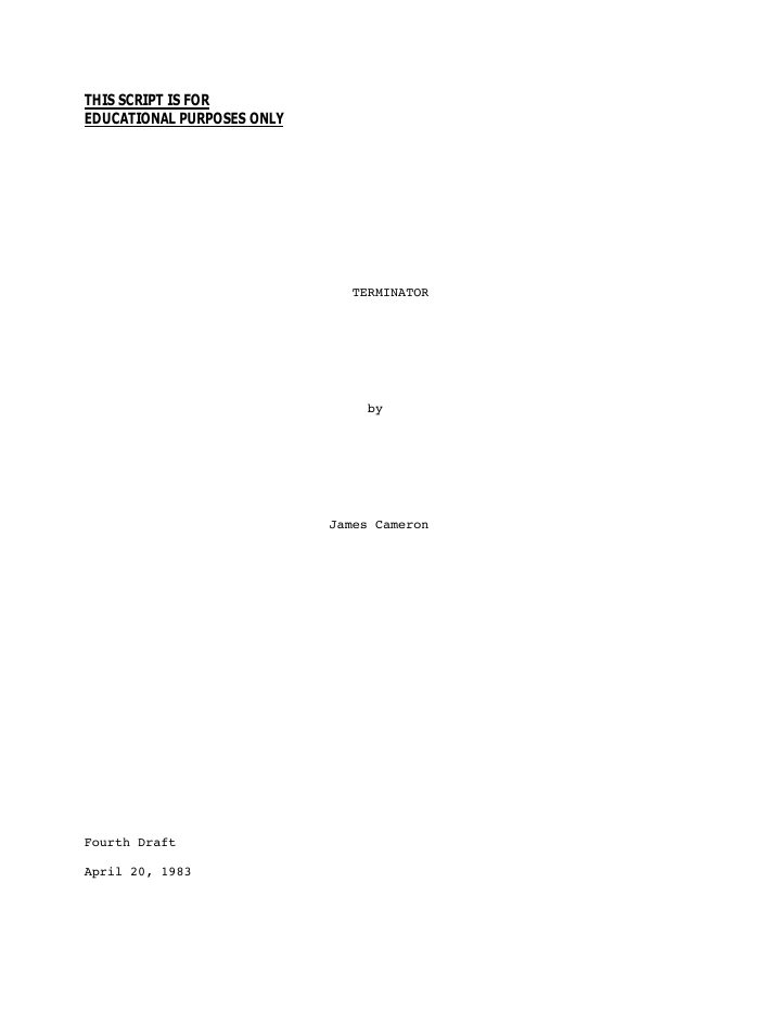 The Terminator screenplay first page