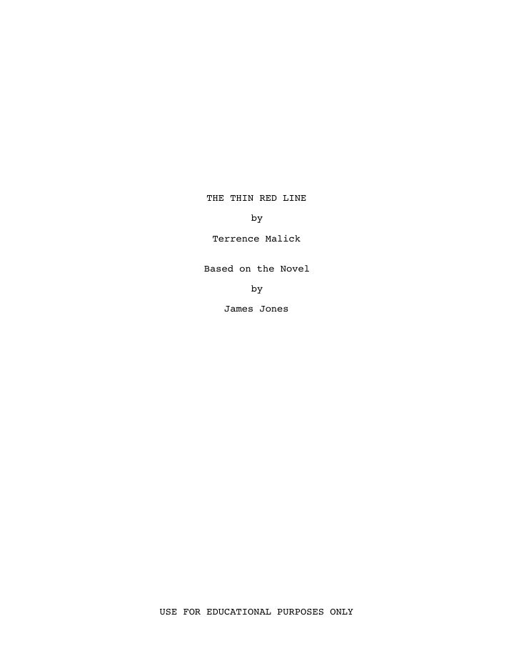 The Thin Red Line screenplay first page