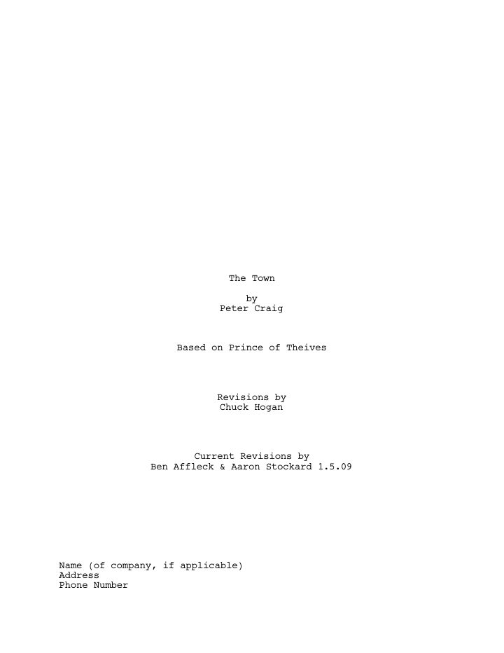 The Town screenplay first page