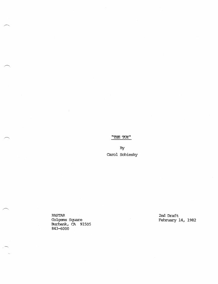 The Toy screenplay first page