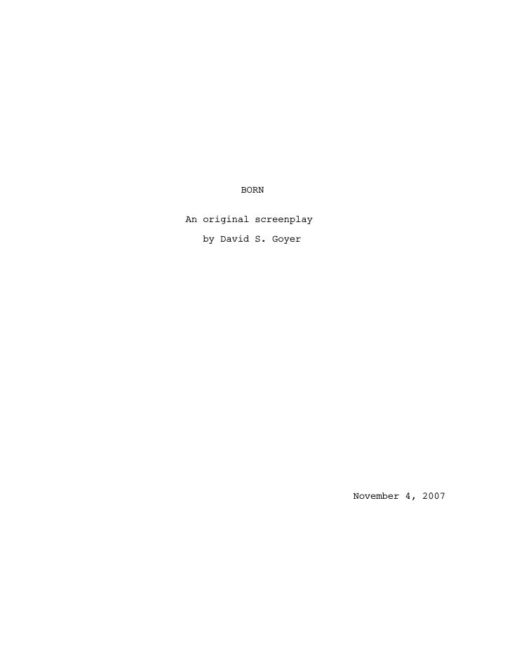 The Unborn screenplay first page