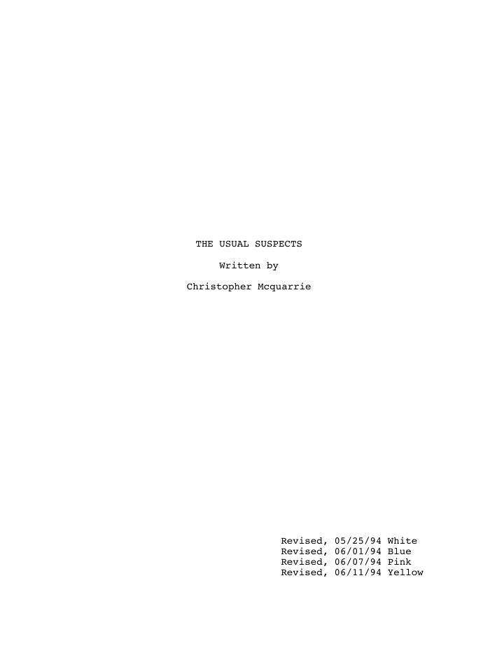 The Usual Suspects screenplay first page