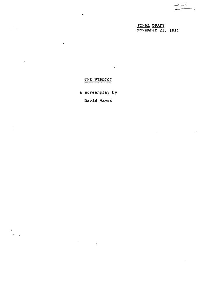 The Verdict screenplay first page