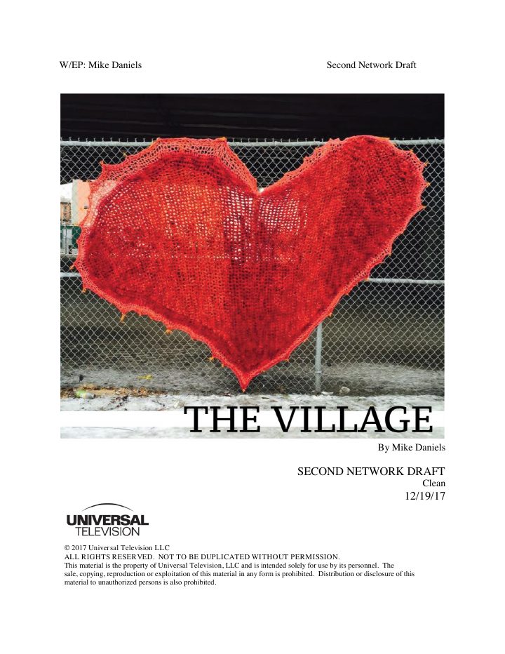The Village: 101: Pilot screenplay first page