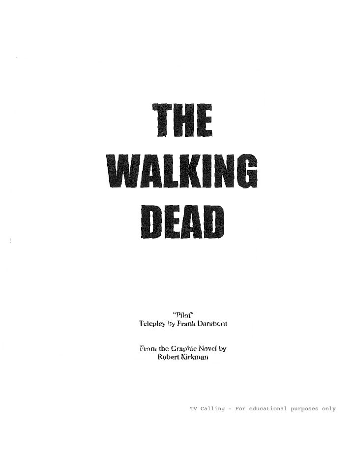 The Walking Dead: 101: Days Gone by screenplay first page