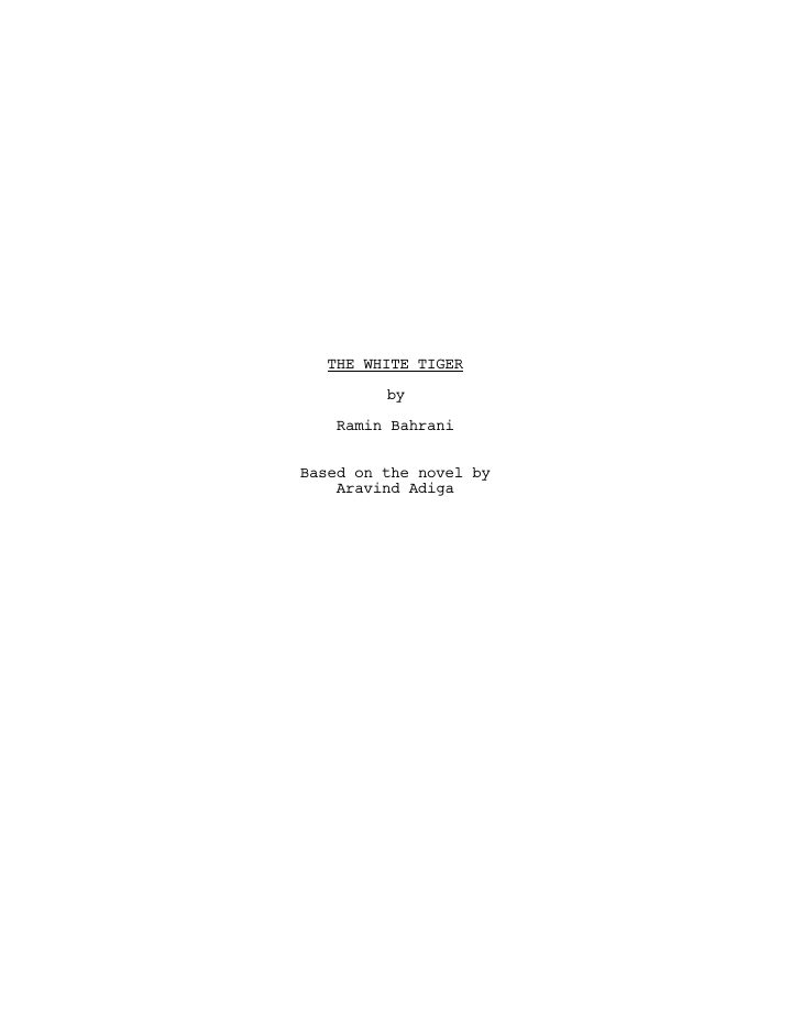 The White Tiger screenplay first page