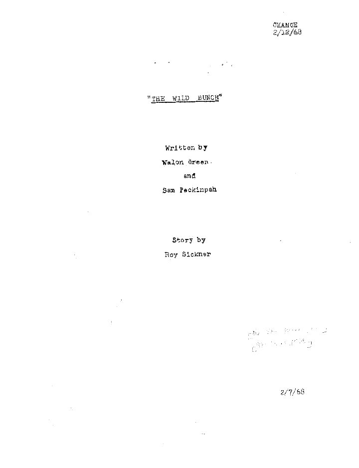 The Wild Bunch screenplay first page