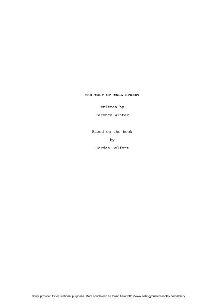The Wolf of Wall Street screenplay first page