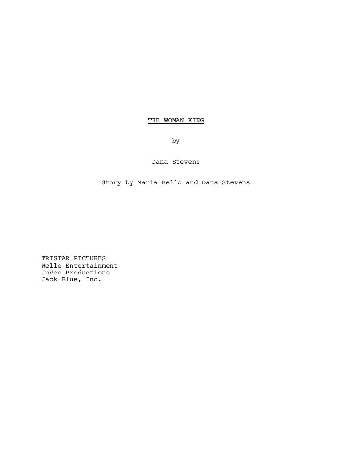 The Woman King screenplay first page