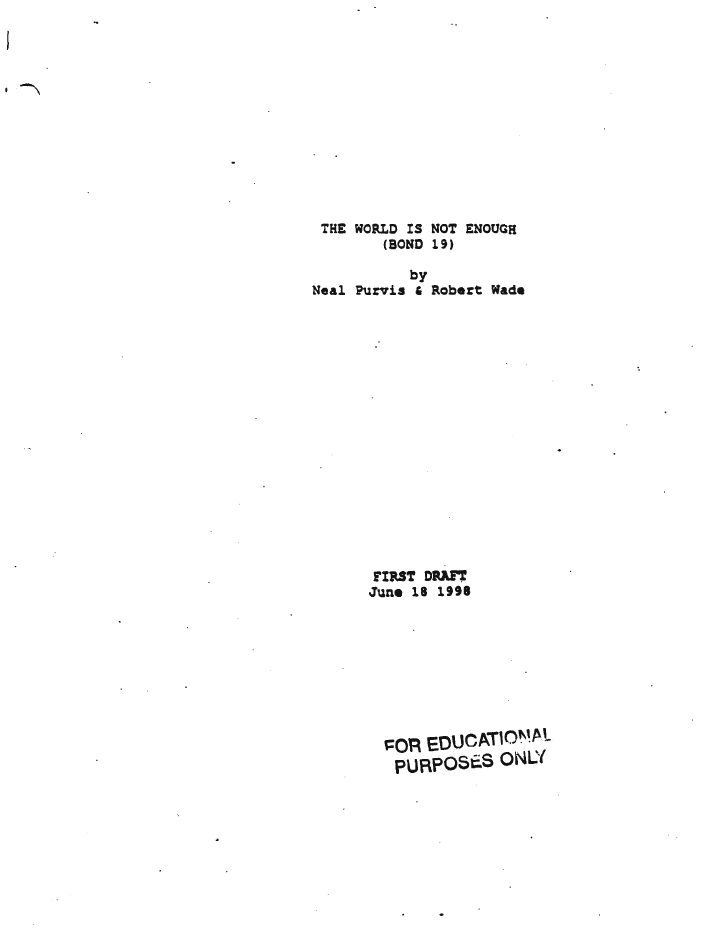 The World Is Not Enough screenplay first page