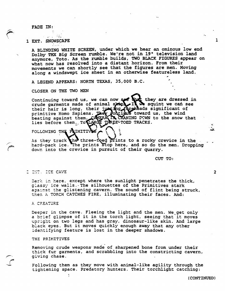 The X-Files screenplay first page