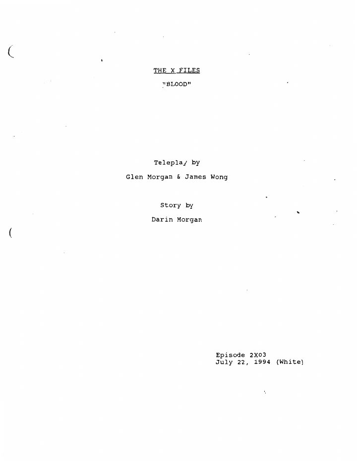 The X-Files: 203: Blood screenplay first page