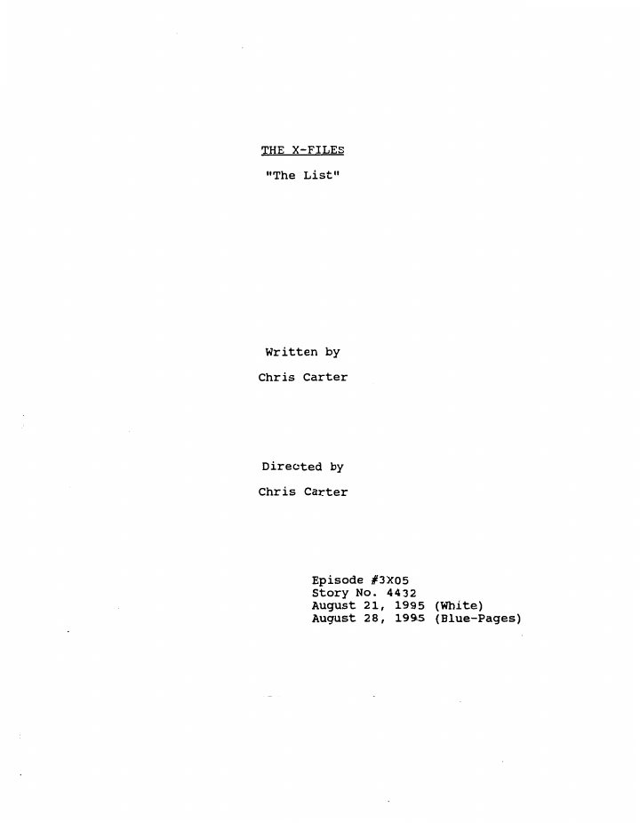 The X-Files: 305: The List screenplay first page