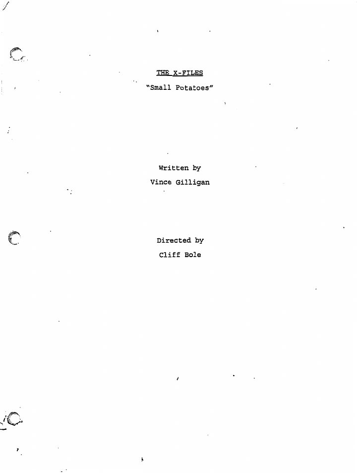The X-Files: 420: Small Potatoes screenplay first page