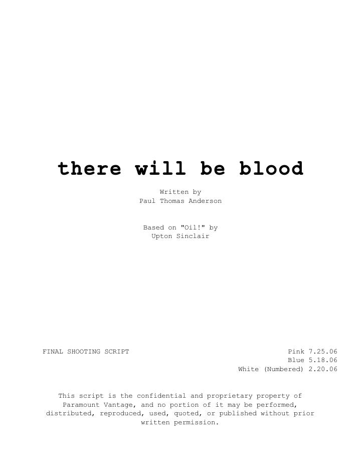 There Will Be Blood (2007) screenplay PDF first page