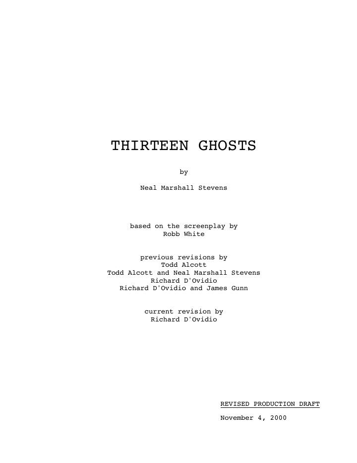 Thir13en Ghosts screenplay first page