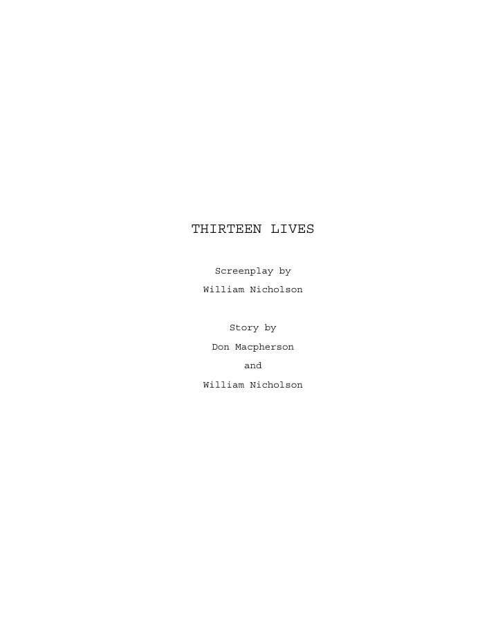 Thirteen Lives screenplay first page