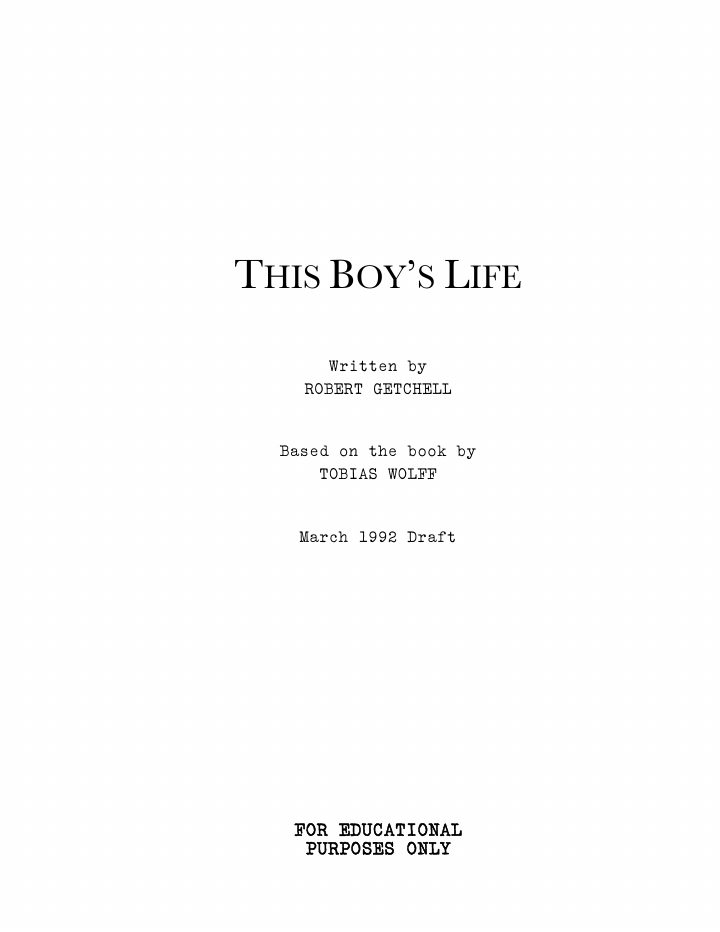 This Boy's Life screenplay first page