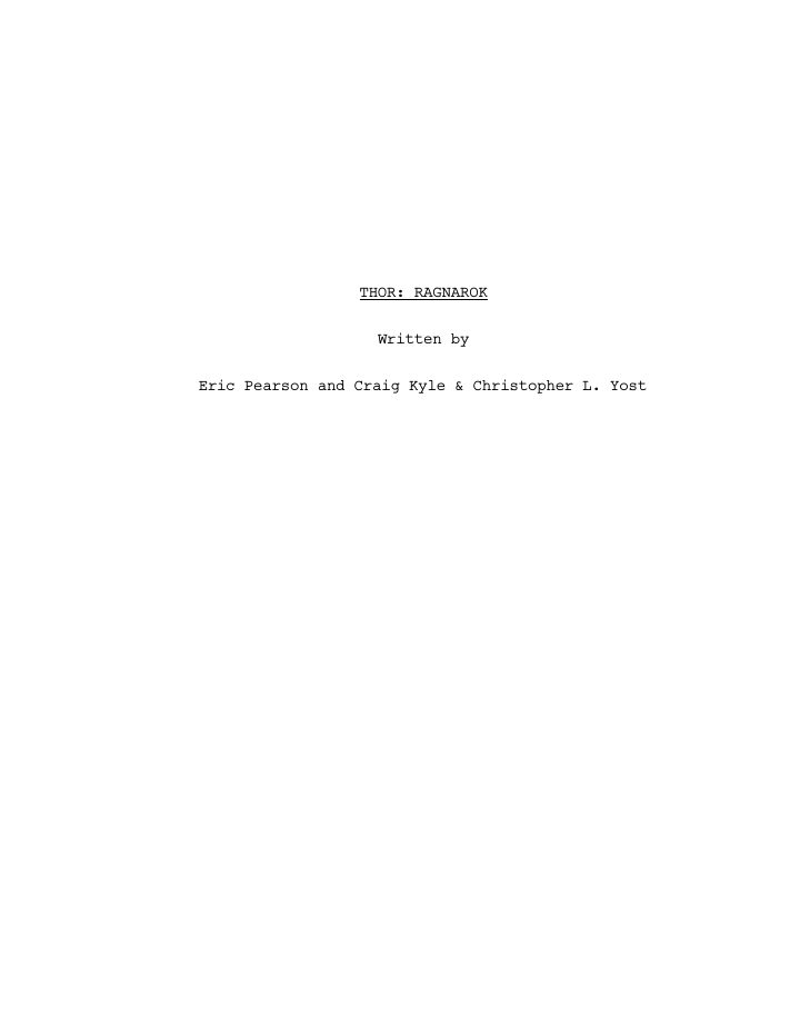 Thor: Ragnarok screenplay first page