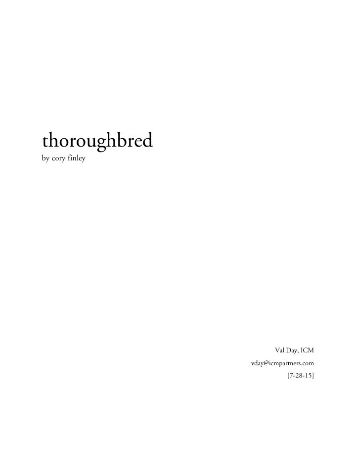 Thoroughbreds screenplay first page