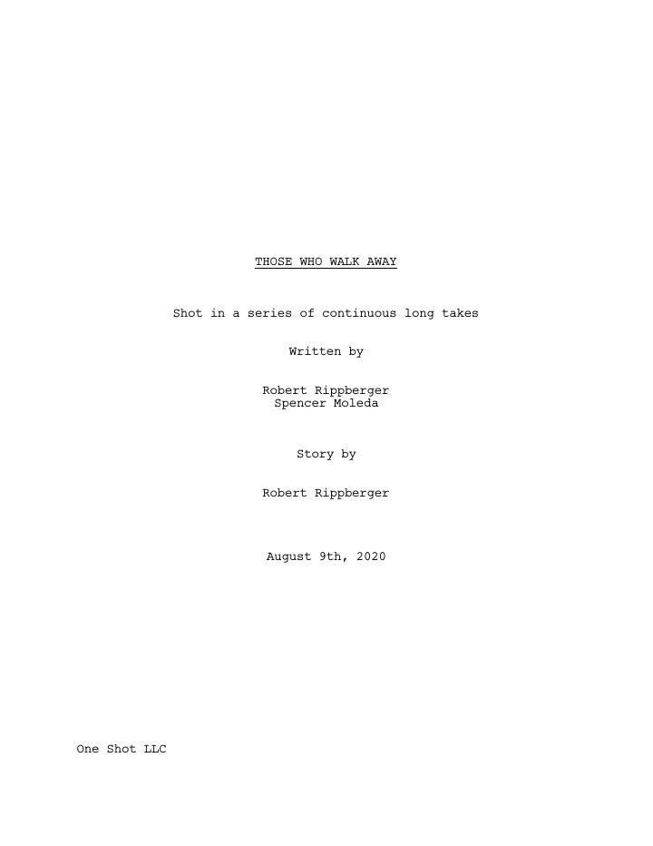 Those Who Walk Away screenplay first page