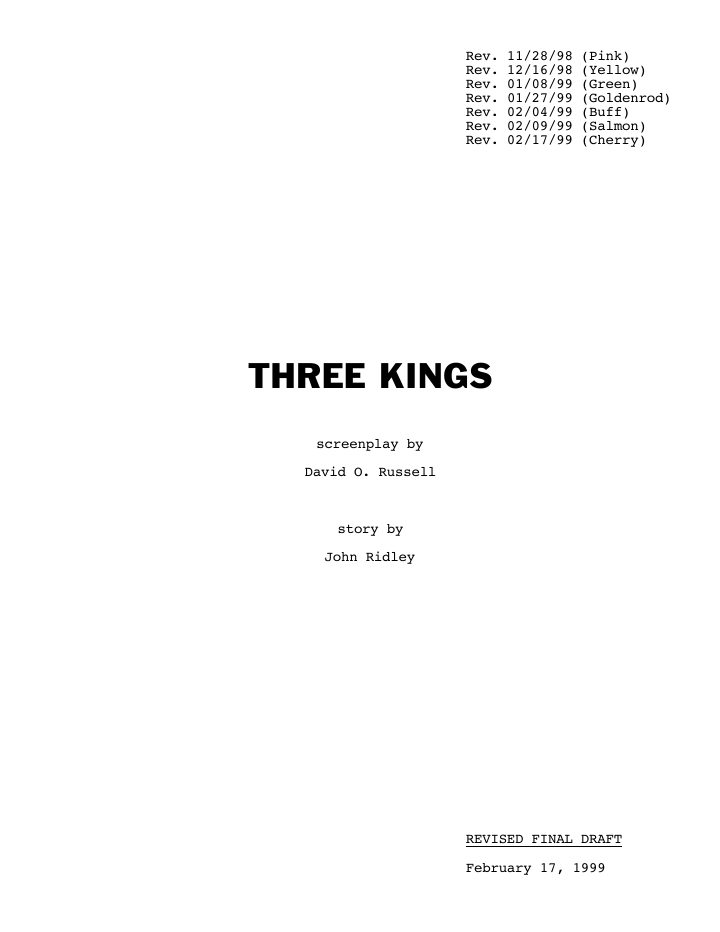 Three Kings screenplay first page