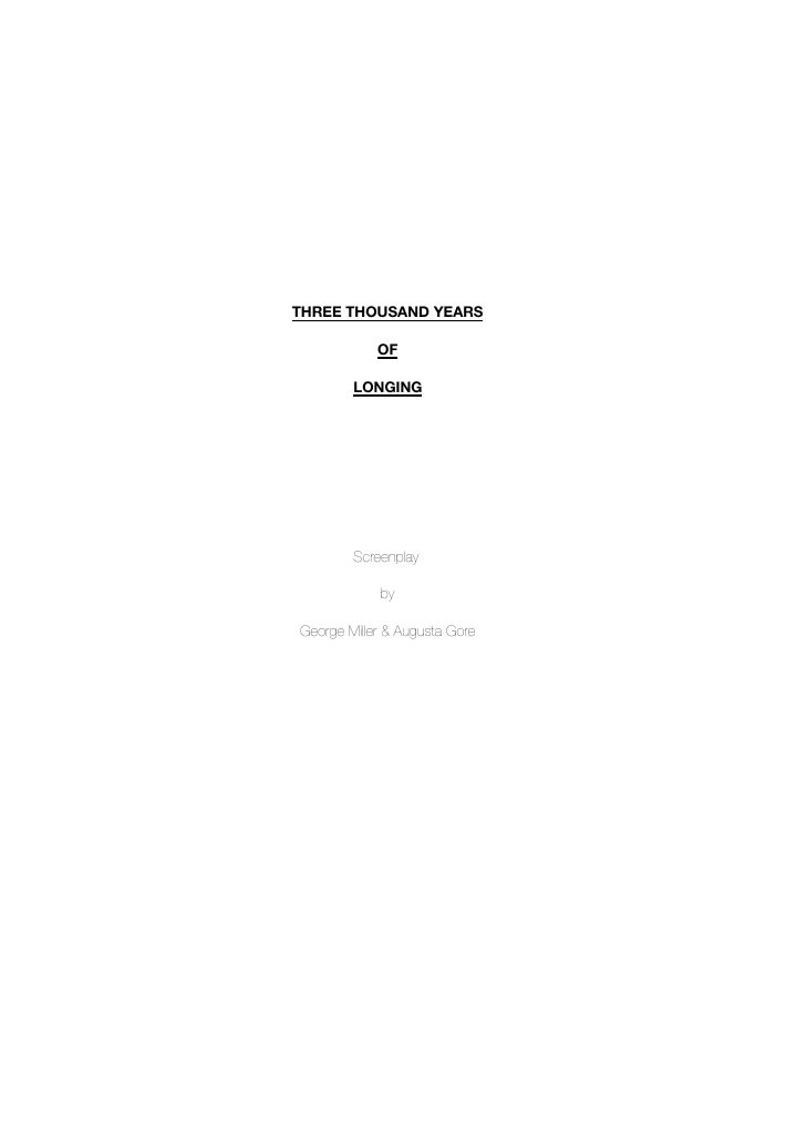 Three Thousand Years of Longing screenplay first page