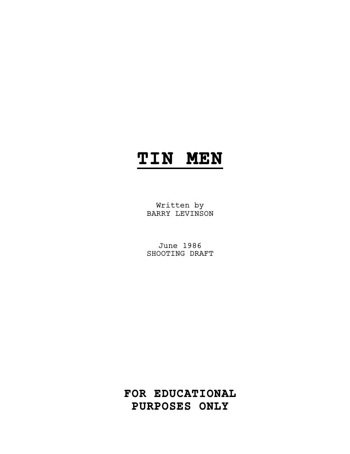 Tin Men screenplay first page