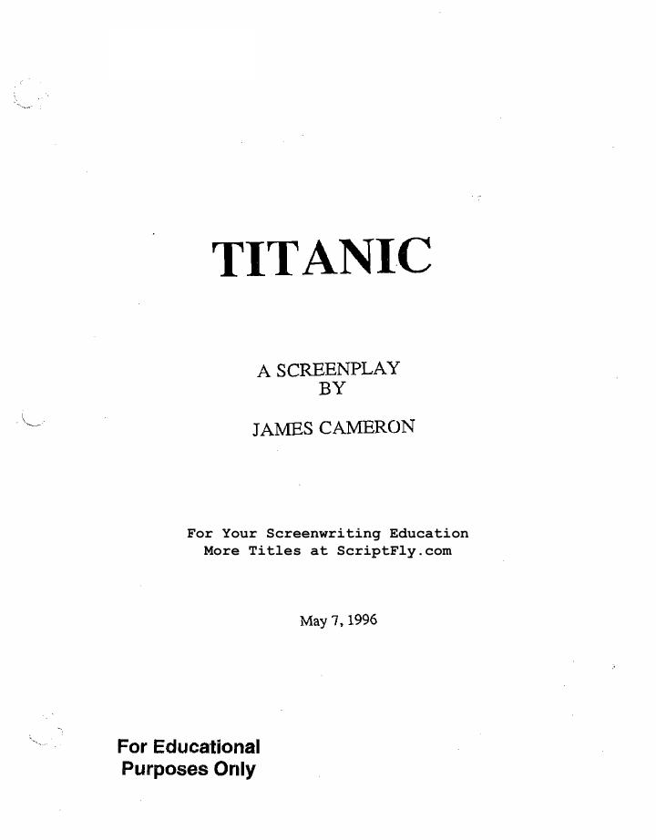 Titanic (1997) screenplay PDF first page