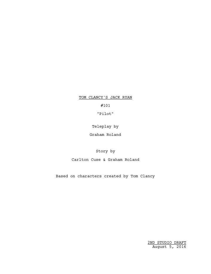 Tom Clancy's Jack Ryan: 101: Pilot screenplay first page