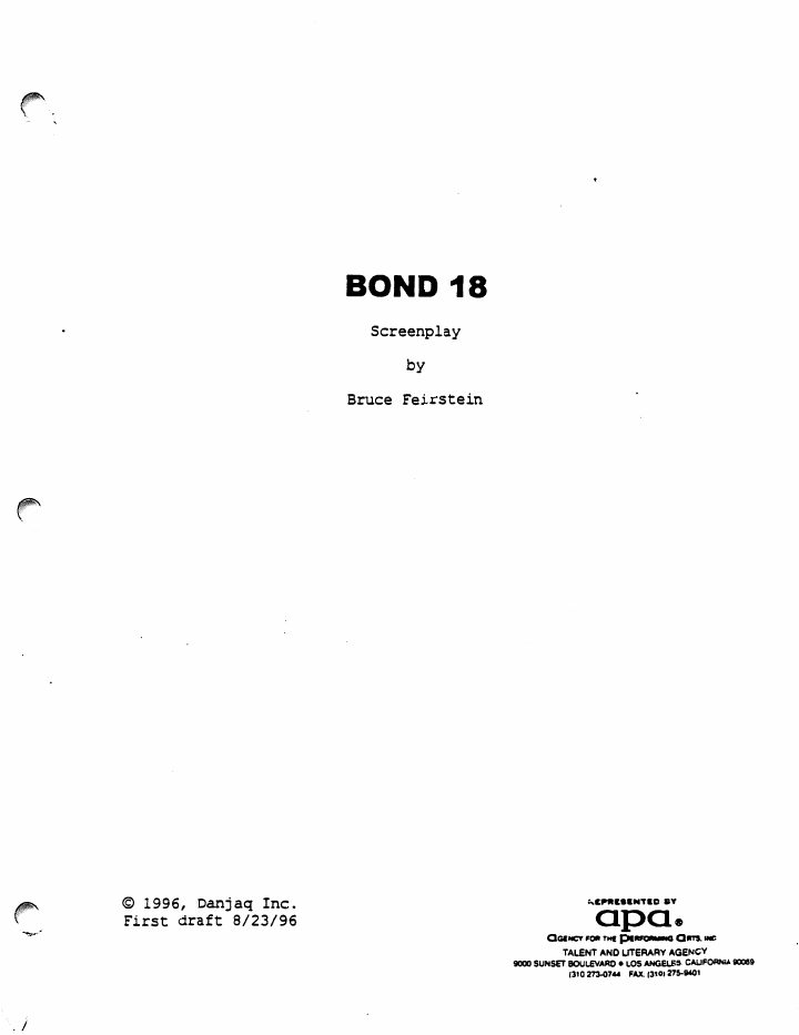 Tomorrow Never Dies screenplay first page