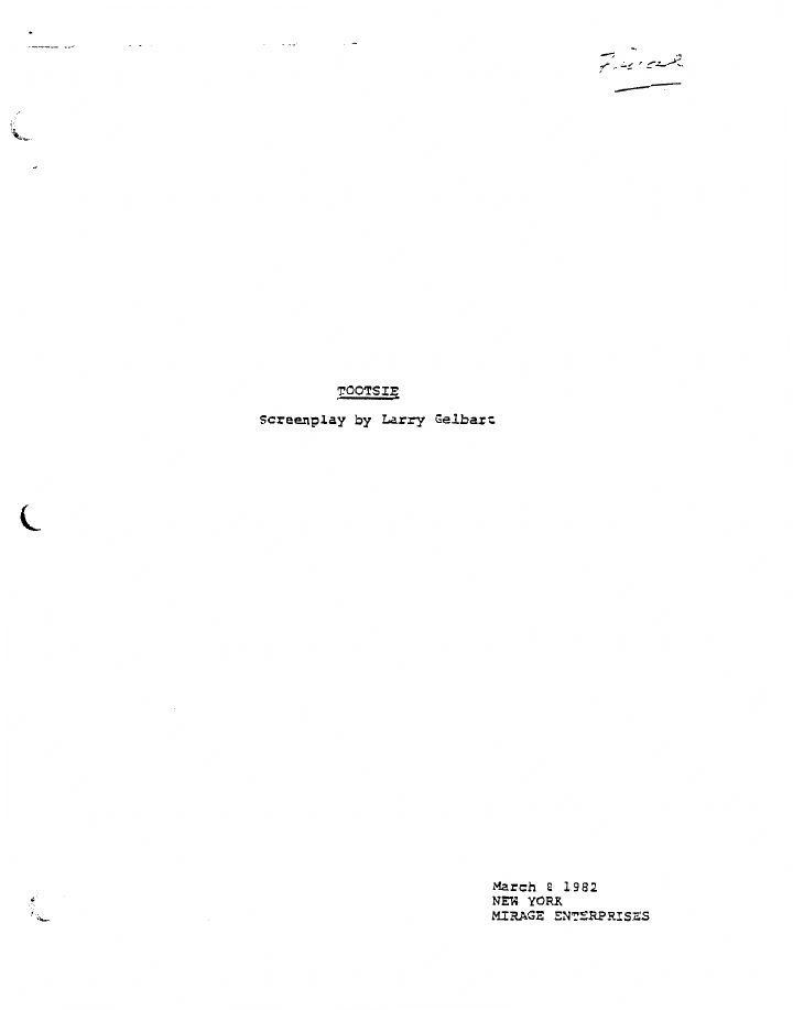 Tootsie screenplay first page