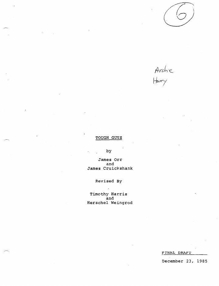 Tough Guys screenplay first page