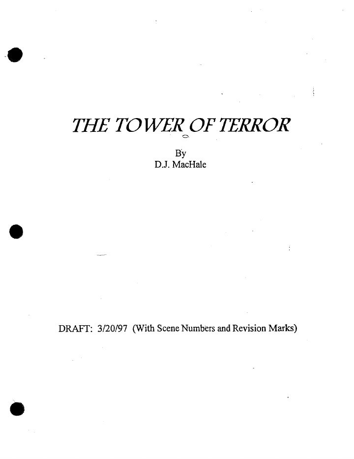 Tower of Terror screenplay first page
