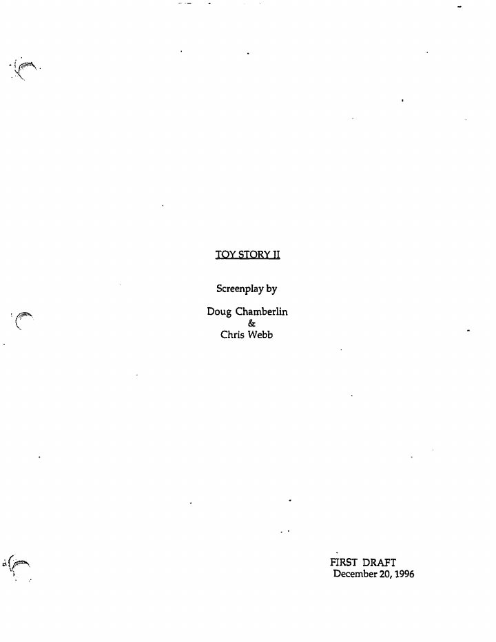 Toy Story 2 screenplay first page