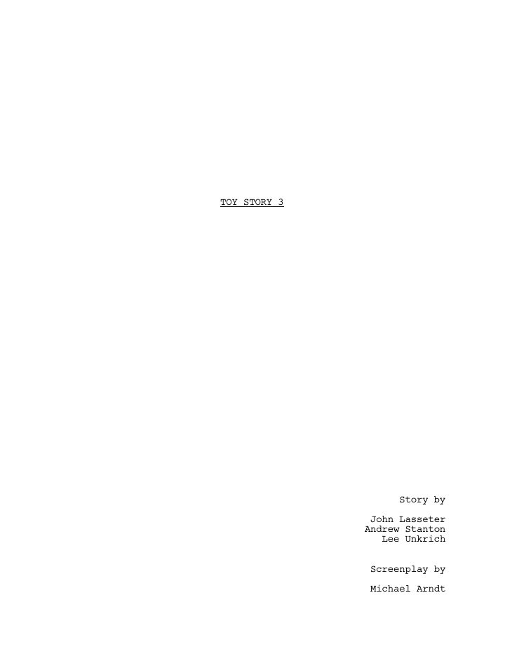 Toy Story 3 screenplay first page