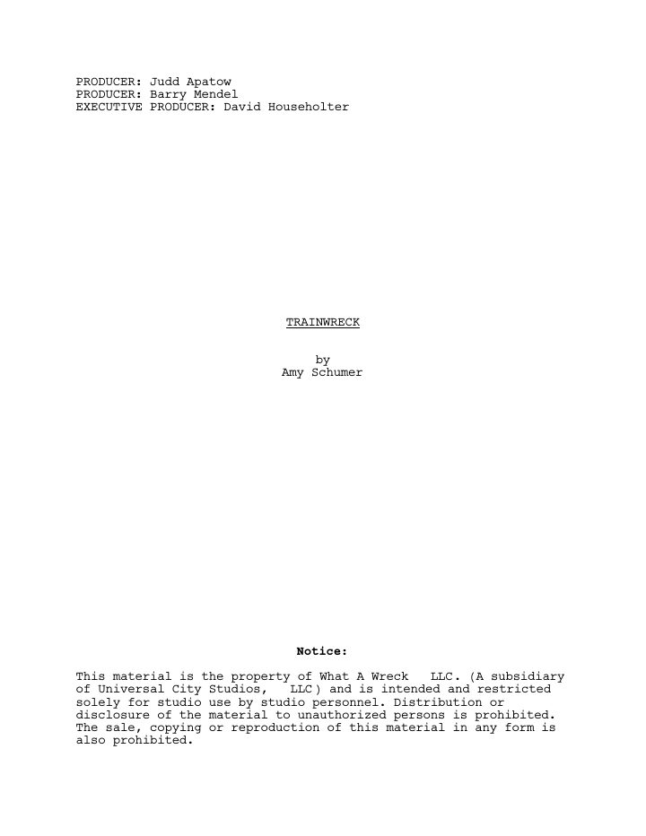 Trainwreck screenplay first page
