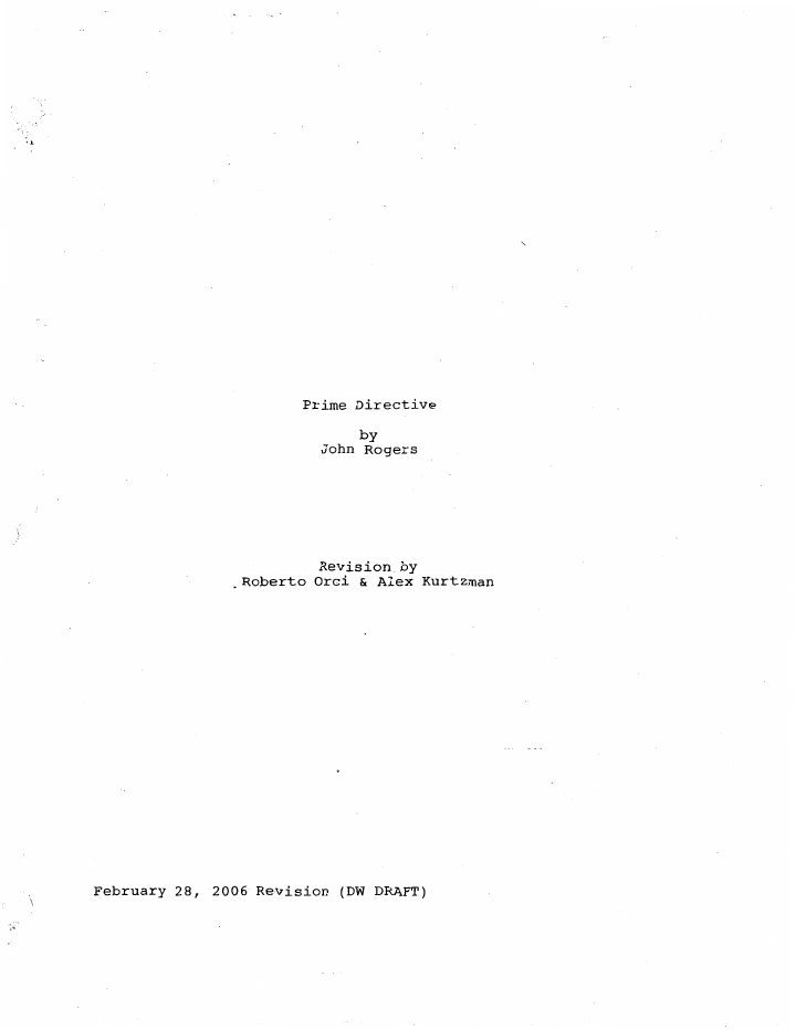 Transformers screenplay first page