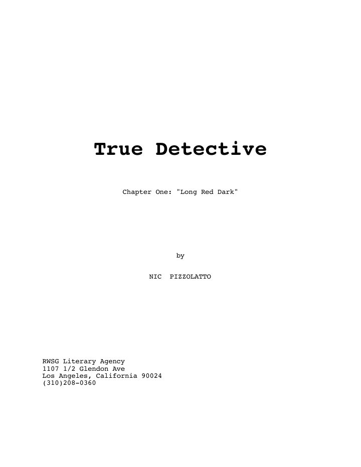 True Detective: 101: The Long Bright Dark screenplay first page