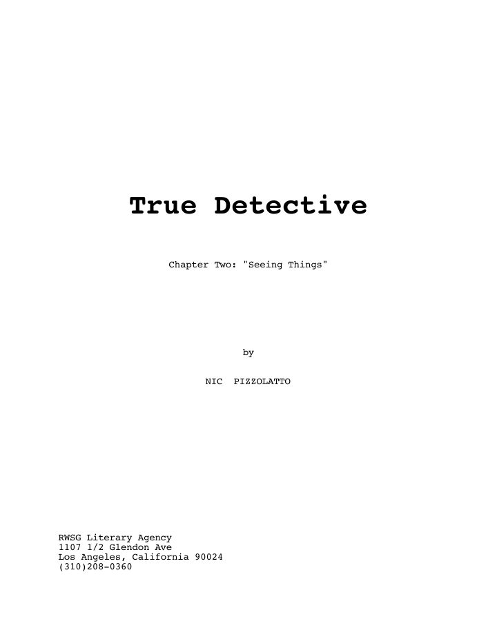 True Detective: 102: Seeing Things screenplay first page