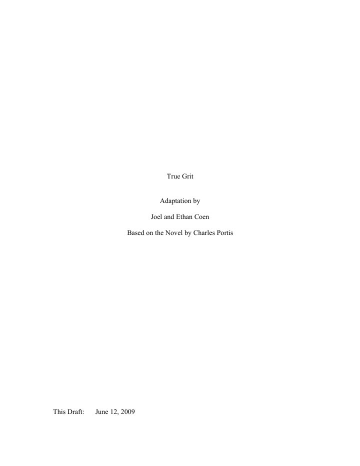 True Grit screenplay first page