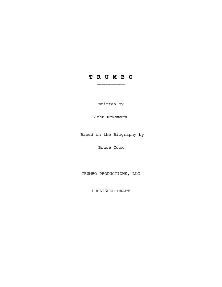 Trumbo screenplay first page