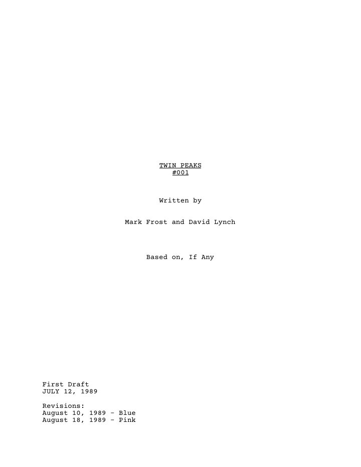 Twin Peaks: 101: Pilot screenplay first page