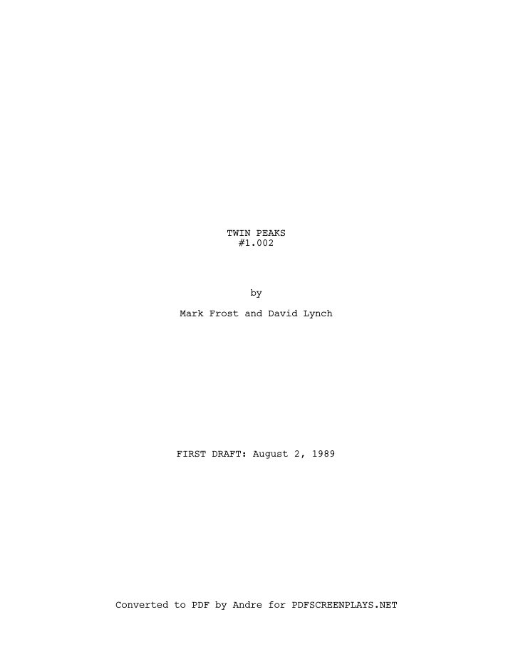 Twin Peaks: 102: Episode #1.2 screenplay first page
