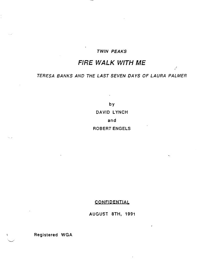Twin Peaks: Fire Walk with Me screenplay first page