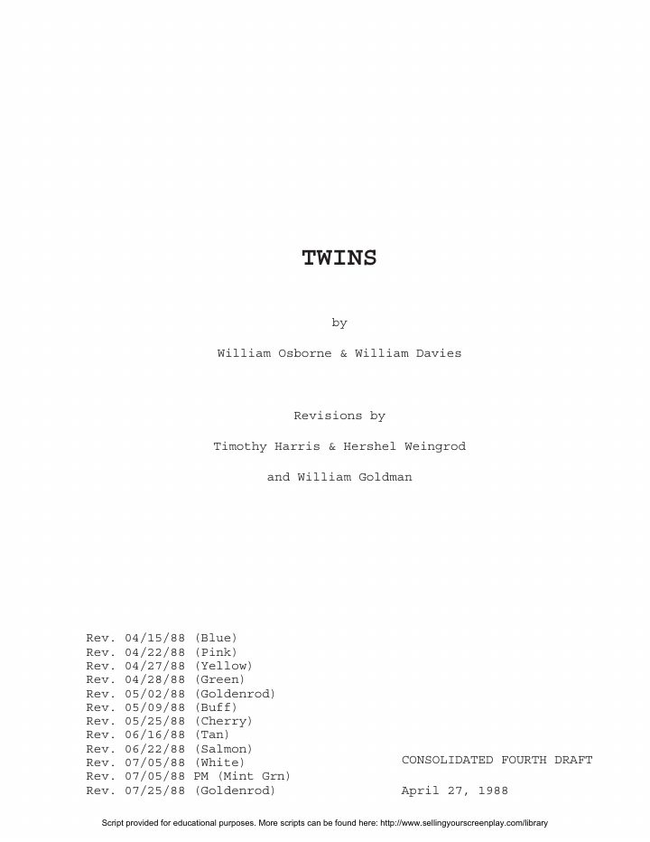 Twins screenplay first page