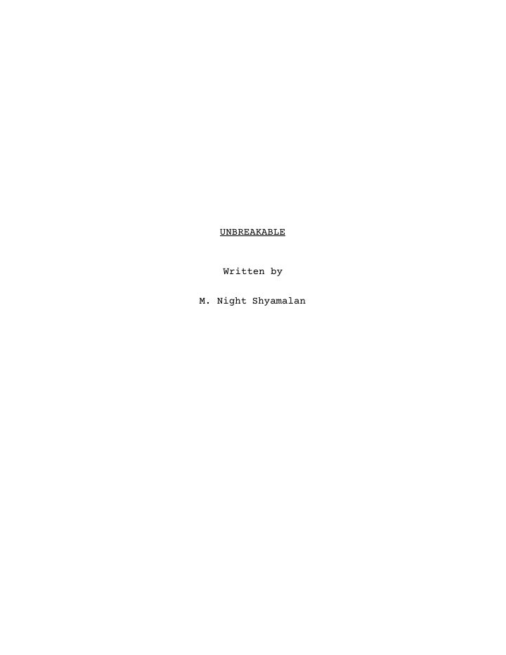 Unbreakable screenplay first page