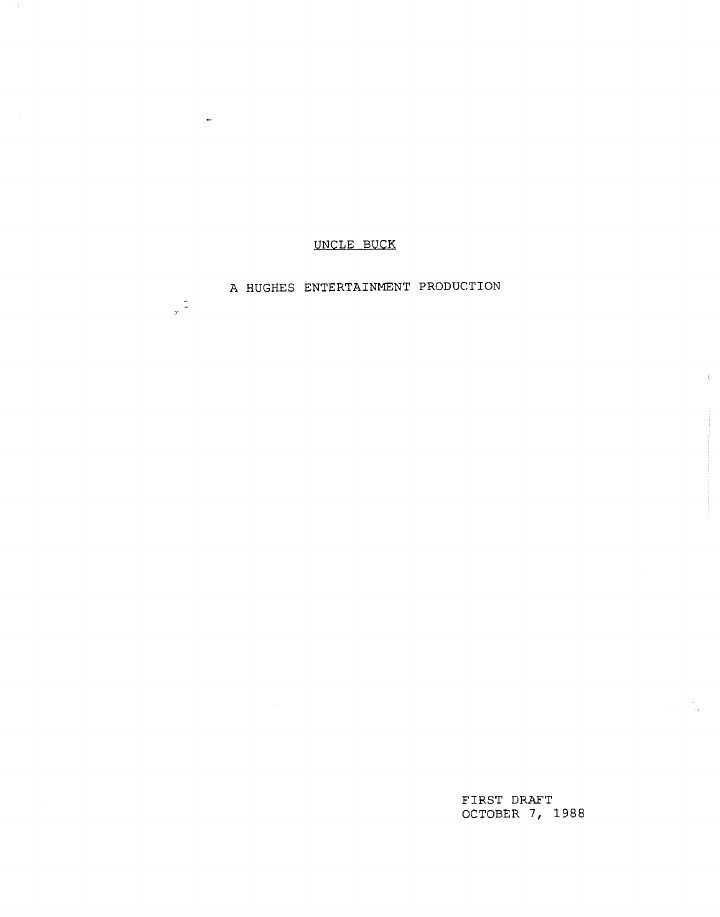 Uncle Buck screenplay first page